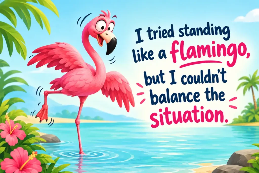 Flamingo Puns balance the situation.